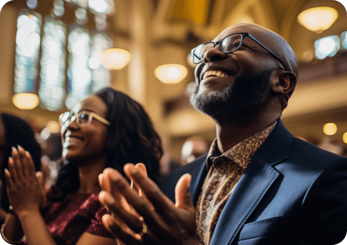 Happy congregants enjoying an Easter church service